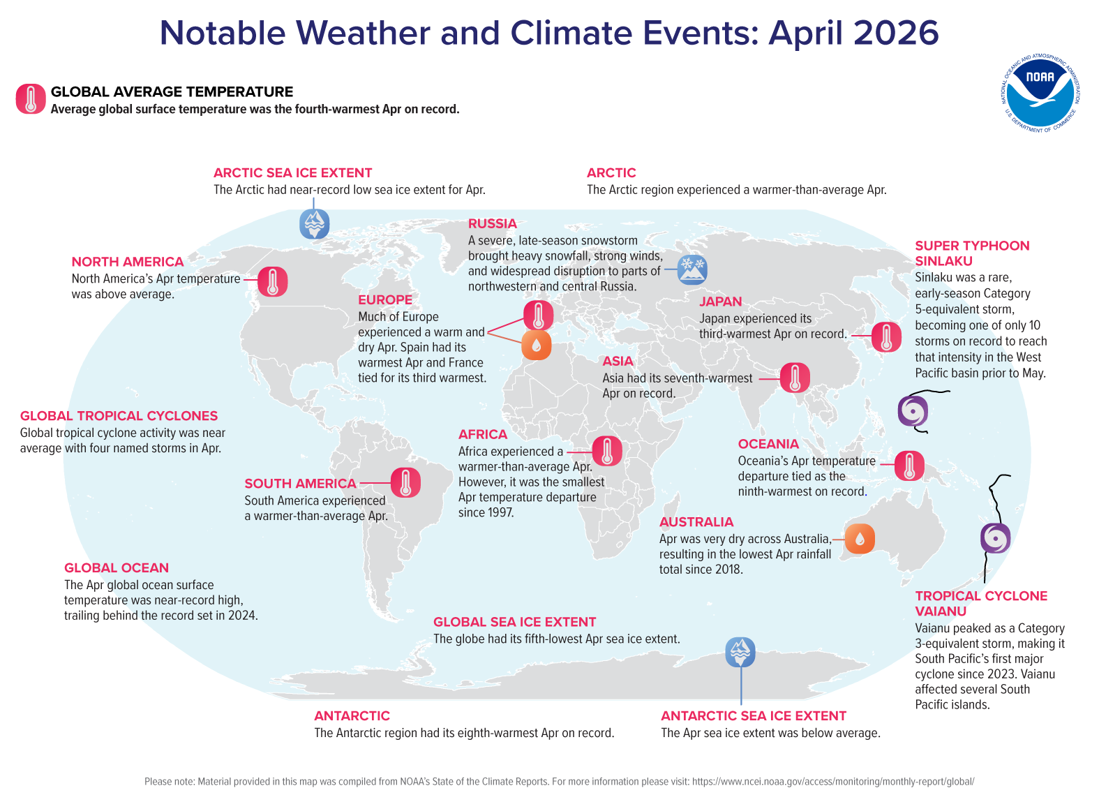 Notable Weather and Climate Events April 2026 — NOAA NCEI Global Climate Report